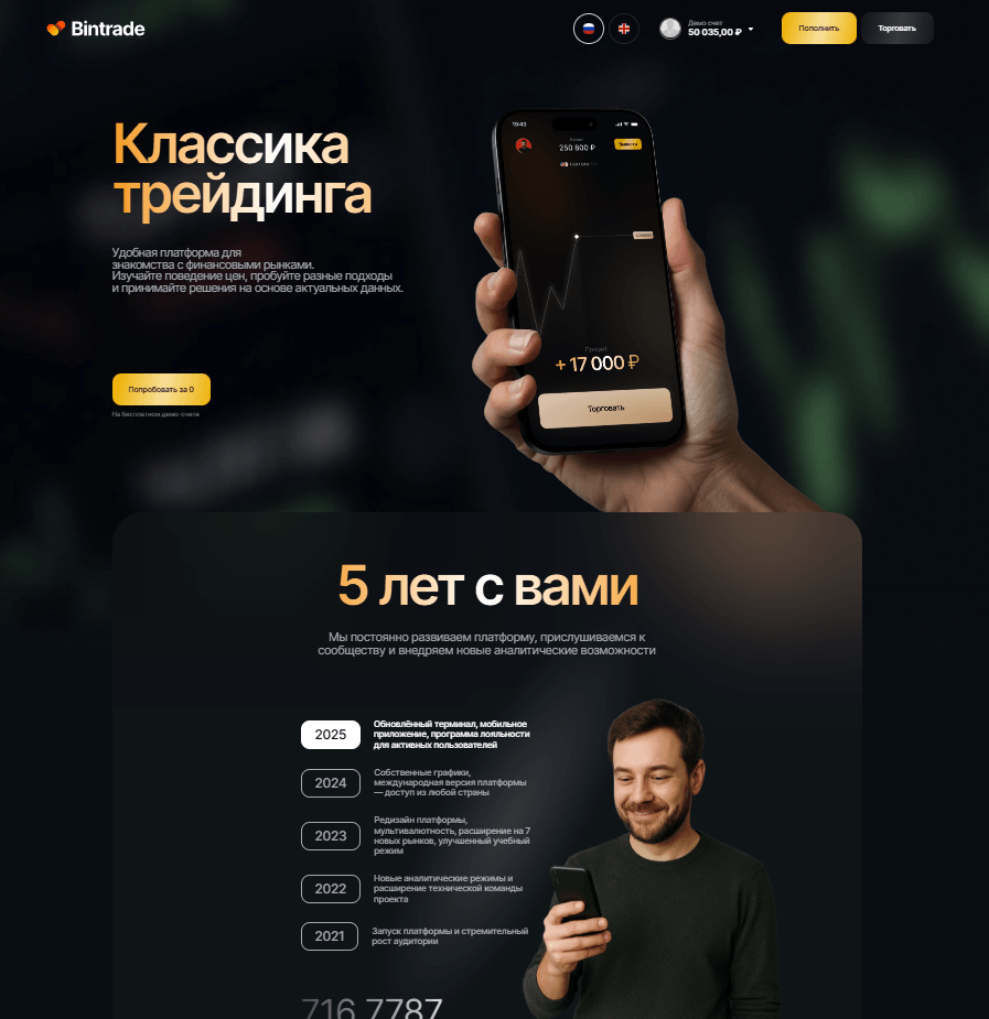 главная страница платформы Бинтрейд